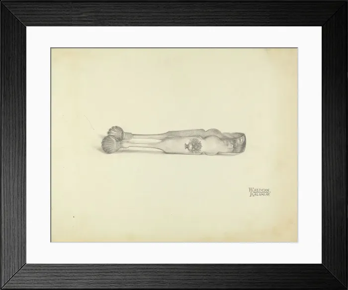 Framed Print : Silver Sugar Tongs, c. 1939. Creator: Kalamian Walton Framed Print : Silver Sugar Tongs, c. 1939. Creator: Kalamian Walton