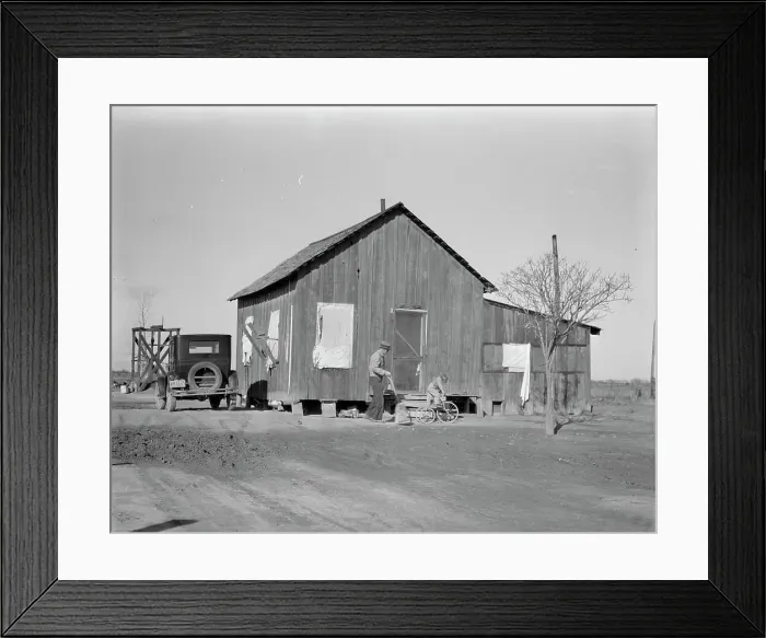 Framed Print : Housing for Oklahoma refugees, California, 1936. Creator: Dorothea Lange Framed Print : Housing for Oklahoma refugees, California, 1936. Creator: Dorothea Lange