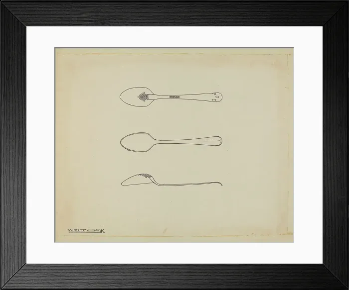Framed Print : Silver Teaspoon, c. 1939. Creator: Kalamian Walton Framed Print : Silver Teaspoon, c. 1939. Creator: Kalamian Walton
