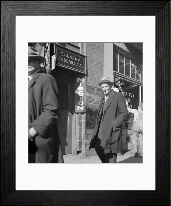 Framed Print : Howard Street, called Skid Row, the street of the unemployed in San Francisco, California, 1937. Creator: Dorothea Lange. Howard Street, called Skid Row, the street of the unemployed in San Francisco, California, 1937 Framed Print : Howard Street, called Skid Row, the street of the unemployed in San Francisco, California, 1937. Creator: Dorothea Lange. Howard Street, called Skid Row, the street of the unemployed in San Francisco, California, 1937