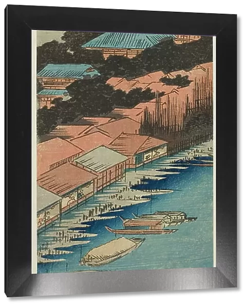 Rain at Azuma Bridge below Kinryuzan Temple in Asakusa (Asakusa Kinryuzan shita Azum... c. 1835 / 38. Creator: Ando Hiroshige)