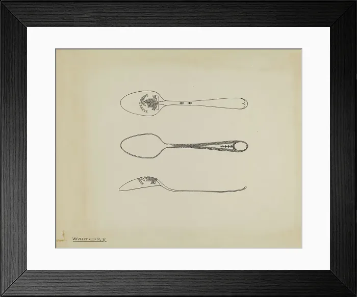 Framed Print : Silver Teaspoon, c. 1938. Creator: Kalamian Walton Framed Print : Silver Teaspoon, c. 1938. Creator: Kalamian Walton