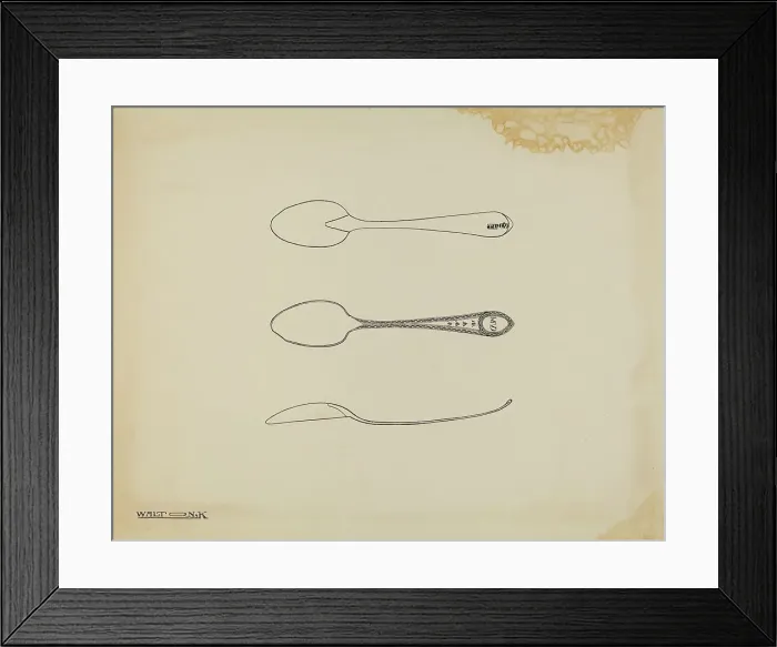Framed Print : Silver Teaspoon, c. 1938. Creator: Kalamian Walton Framed Print : Silver Teaspoon, c. 1938. Creator: Kalamian Walton