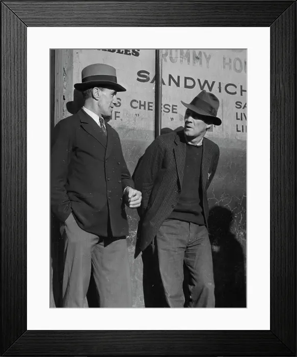Framed Print : Unemployed men on Howard Street, San Francisco, California, 1937. Creator: Dorothea Lange Framed Print : Unemployed men on Howard Street, San Francisco, California, 1937. Creator: Dorothea Lange