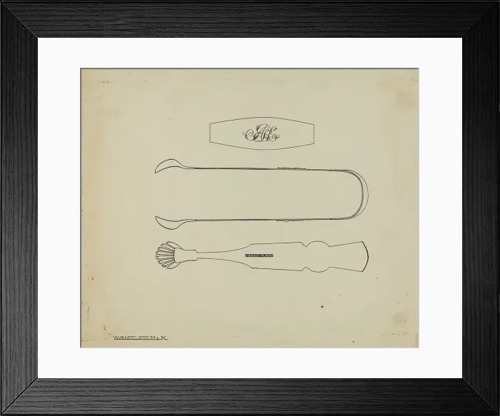 Framed Print : Silver Sugar Tongs, c. 1939. Creator: Kalamian Walton Framed Print : Silver Sugar Tongs, c. 1939. Creator: Kalamian Walton