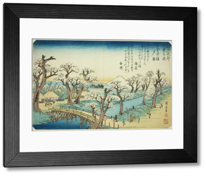 Framed Print : Sunset Glow at Koganei Bridge (Koganei-bashi sekisho), from the series Eight Views... c. 1837 / 38. Creator: Ando Hiroshige. Sunset Glow at Koganei Bridge (Koganei-bashi sekisho), from the series Eight Views... c. 1837 / 38 Framed Print : Sunset Glow at Koganei Bridge (Koganei-bashi sekisho), from the series Eight Views... c. 1837 / 38. Creator: Ando Hiroshige. Sunset Glow at Koganei Bridge (Koganei-bashi sekisho), from the series Eight Views... c. 1837 / 38