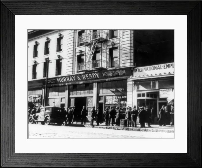 Framed Print : Howard Street in San Francisco, known as Skid Row, the district of the unemployed, 1937. Creator: Dorothea Lange. Howard Street in San Francisco, known as Skid Row, the district of the unemployed, 1937. Creator: Dorothea Lange Framed Print : Howard Street in San Francisco, known as Skid Row, the district of the unemployed, 1937. Creator: Dorothea Lange. Howard Street in San Francisco, known as Skid Row, the district of the unemployed, 1937. Creator: Dorothea Lange