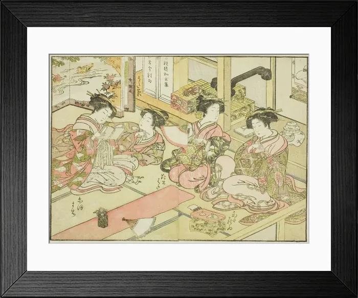 Framed Print : Courtesans of the Ogiya, from the book Mirror of Beautiful Women of the Pleasure Quarters... 1776. Creator: Shunsho. Courtesans of the Ogiya, from the book Mirror of Beautiful Women of the Pleasure Quarters... 1776. Creator: Shunsho Framed Print : Courtesans of the Ogiya, from the book Mirror of Beautiful Women of the Pleasure Quarters... 1776. Creator: Shunsho. Courtesans of the Ogiya, from the book Mirror of Beautiful Women of the Pleasure Quarters... 1776. Creator: Shunsho