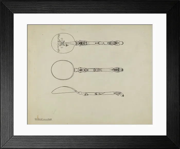 Framed Print : Silver Funeral Spoon, c. 1938. Creator: Kalamian Walton Framed Print : Silver Funeral Spoon, c. 1938. Creator: Kalamian Walton