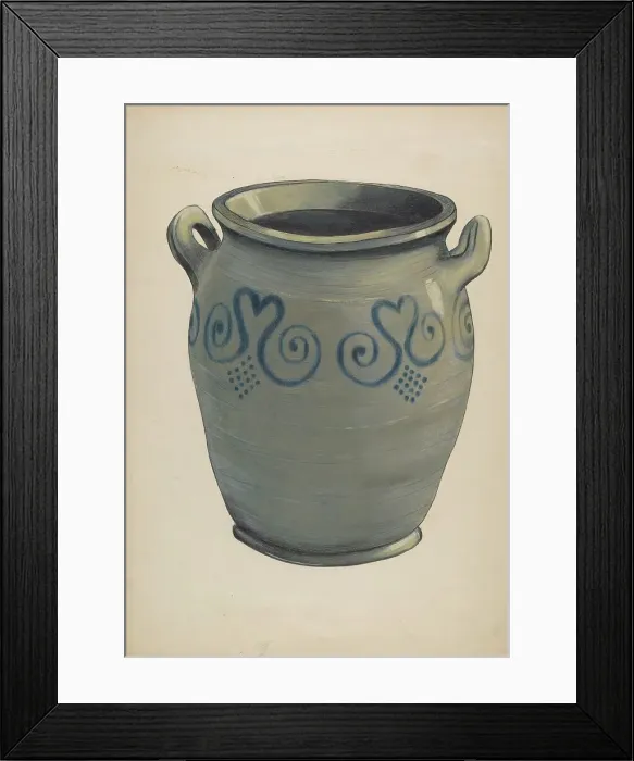 Framed Print : Stoneware Crock, c. 1936. Creator: Carl Weiss Framed Print : Stoneware Crock, c. 1936. Creator: Carl Weiss