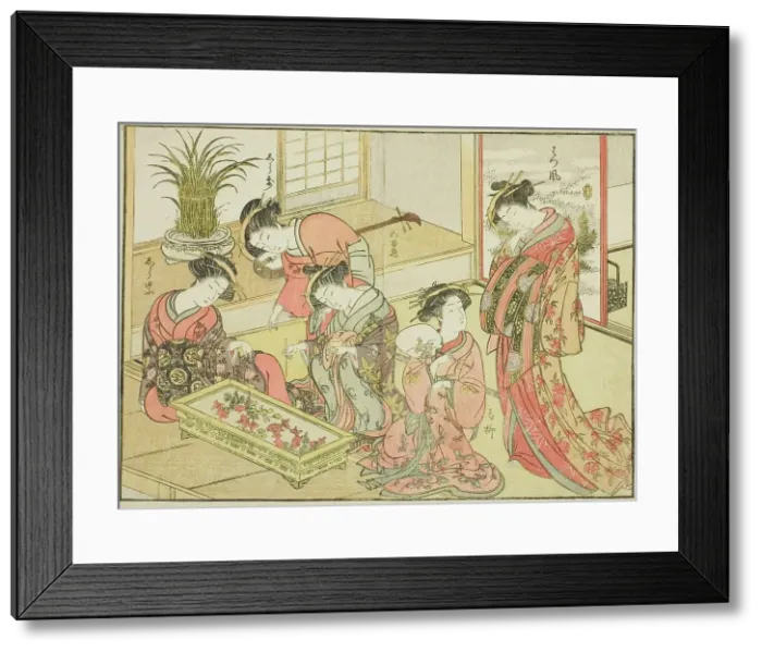 Framed Print : Courtesans of the Wakanaya, from the book Mirror of Beautiful Women of the Pleasure... 1776. Creator: Shunsho. Courtesans of the Wakanaya, from the book Mirror of Beautiful Women of the Pleasure... 1776. Creator: Shunsho Framed Print : Courtesans of the Wakanaya, from the book Mirror of Beautiful Women of the Pleasure... 1776. Creator: Shunsho. Courtesans of the Wakanaya, from the book Mirror of Beautiful Women of the Pleasure... 1776. Creator: Shunsho