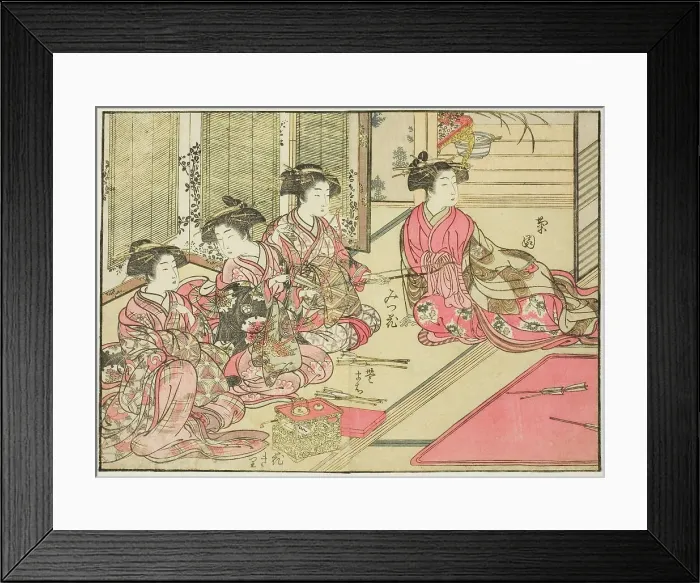Framed Print : Courtesans of Kiriya, from the book Mirror of Beautiful Women of the Pleasure Quarters... 1776. Creator: Shunsho. Courtesans of Kiriya, from the book Mirror of Beautiful Women of the Pleasure Quarters... 1776. Creator: Shunsho Framed Print : Courtesans of Kiriya, from the book Mirror of Beautiful Women of the Pleasure Quarters... 1776. Creator: Shunsho. Courtesans of Kiriya, from the book Mirror of Beautiful Women of the Pleasure Quarters... 1776. Creator: Shunsho