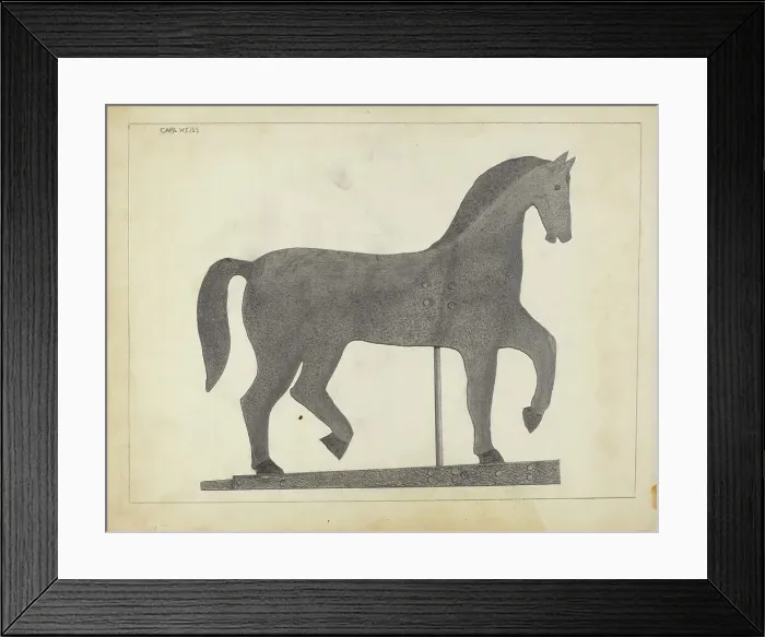 Framed Print : Horse Weather Vane, c. 1939. Creator: Carl Weiss Framed Print : Horse Weather Vane, c. 1939. Creator: Carl Weiss
