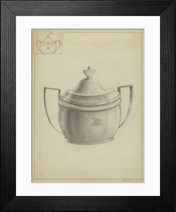 Framed Print : Silver Sugar Bowl, c. 1936. Creator: Simon Weiss Framed Print : Silver Sugar Bowl, c. 1936. Creator: Simon Weiss