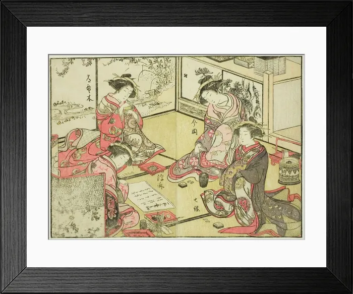Framed Print : Courtesans of the Kadokaneya, from the book Mirror of Beautiful Women of the Pleasure... 1776. Creator: Shunsho. Courtesans of the Kadokaneya, from the book Mirror of Beautiful Women of the Pleasure... 1776. Creator: Shunsho Framed Print : Courtesans of the Kadokaneya, from the book Mirror of Beautiful Women of the Pleasure... 1776. Creator: Shunsho. Courtesans of the Kadokaneya, from the book Mirror of Beautiful Women of the Pleasure... 1776. Creator: Shunsho