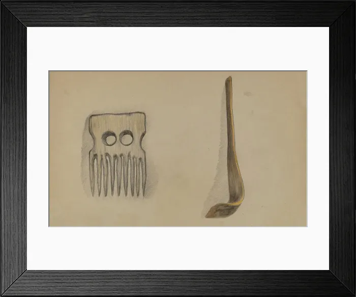 Framed Print : Comb and Back Scratcher, 1935. Creator: George B. Wally Framed Print : Comb and Back Scratcher, 1935. Creator: George B. Wally