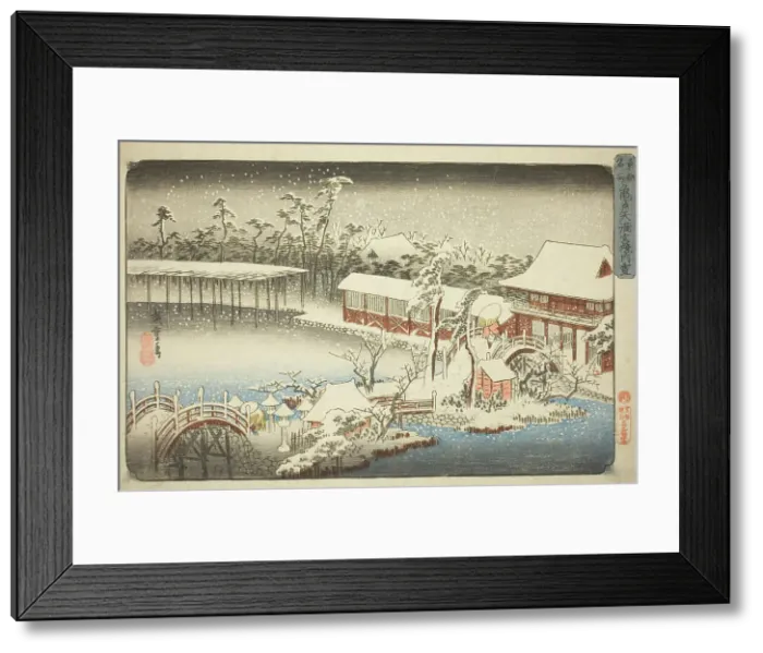 Framed Print : The Compound of the Tenman Shrine at Kameido in the Snow (Kameido Tenmangu keidai no... c. 1832 / 38. Creator: Ando Hiroshige)