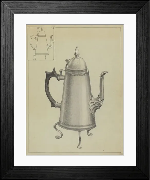 Framed Print : Silver Coffee Pot, c. 1936. Creator: Simon Weiss Framed Print : Silver Coffee Pot, c. 1936. Creator: Simon Weiss