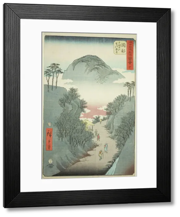 Framed Print : Okabe: Narrow Ivy-covered Road at Mount Utsu (Okabe, Utsu no yama tsuta no hosomichi), no.... 1855. Creator: Ando Hiroshige Framed Print : Okabe: Narrow Ivy-covered Road at Mount Utsu (Okabe, Utsu no yama tsuta no hosomichi), no.... 1855. Creator: Ando Hiroshige