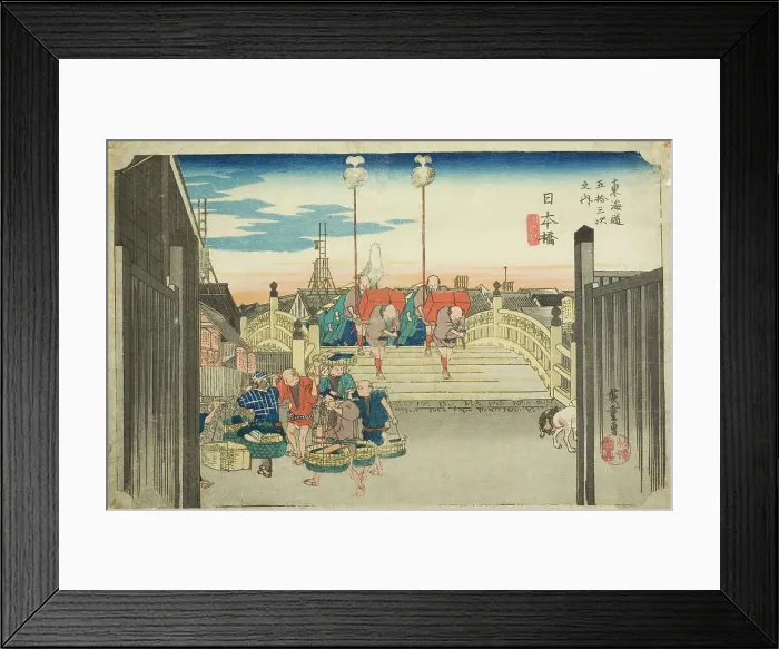 Framed Print : Nihon Bridge: Morning Scene (Nihonbashi, asa no kei), from the series Fifty-three... c. 1833 / 34. Creator: Ando Hiroshige. Nihon Bridge: Morning Scene (Nihonbashi, asa no kei), from the series Fifty-three... c. 1833 / 34 Framed Print : Nihon Bridge: Morning Scene (Nihonbashi, asa no kei), from the series Fifty-three... c. 1833 / 34. Creator: Ando Hiroshige. Nihon Bridge: Morning Scene (Nihonbashi, asa no kei), from the series Fifty-three... c. 1833 / 34