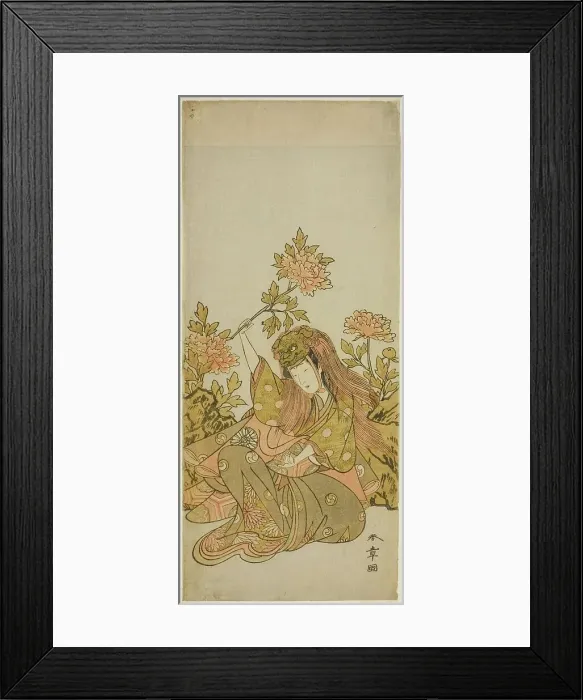 Framed Print : The Actor Nakamura Noshio I in a Shak-kyo Odori (Stone Bridge Dance), in the Play... c. 1773. Creator: Shunsho. The Actor Nakamura Noshio I in a Shak-kyo Odori (Stone Bridge Dance), in the Play... c. 1773. Creator: Shunsho Framed Print : The Actor Nakamura Noshio I in a Shak-kyo Odori (Stone Bridge Dance), in the Play... c. 1773. Creator: Shunsho. The Actor Nakamura Noshio I in a Shak-kyo Odori (Stone Bridge Dance), in the Play... c. 1773. Creator: Shunsho