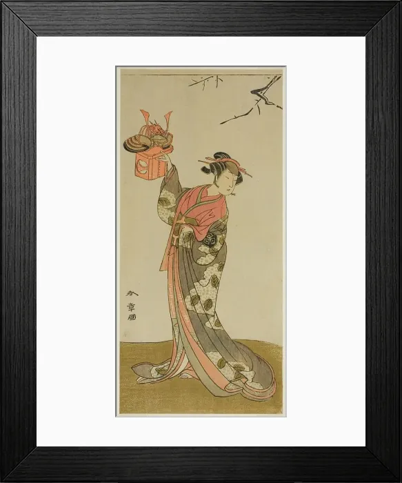 Framed Print : The Actor Arashi Hinaji I as Hananoi in the Play Gosho-zakura Horikawa Youchi, Performed.. c. 1773. Creator: Shunsho Framed Print : The Actor Arashi Hinaji I as Hananoi in the Play Gosho-zakura Horikawa Youchi, Performed.. c. 1773. Creator: Shunsho