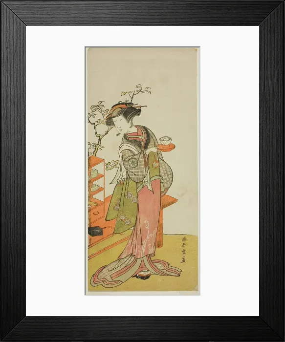 Framed Print : The Actor Nakamura Tomijuro I as the Waitress Otake in the Play Chigo Suzuri Aoyagi... c. 1777. Creator: Shunsho Framed Print : The Actor Nakamura Tomijuro I as the Waitress Otake in the Play Chigo Suzuri Aoyagi... c. 1777. Creator: Shunsho
