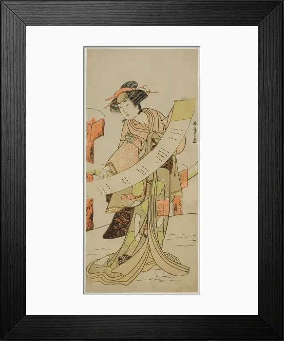 Framed Print : The Actor Yamashita Kinsaku II as Naoe in the Play Tsuma Mukae Koshiji no Fumizuki... c. 1780. Creator: Shunsho Framed Print : The Actor Yamashita Kinsaku II as Naoe in the Play Tsuma Mukae Koshiji no Fumizuki... c. 1780. Creator: Shunsho