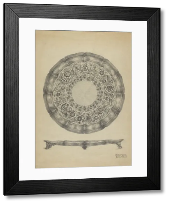 Framed Print : Silver Tray, c. 1936. Creator: Kalamian Walton Framed Print : Silver Tray, c. 1936. Creator: Kalamian Walton
