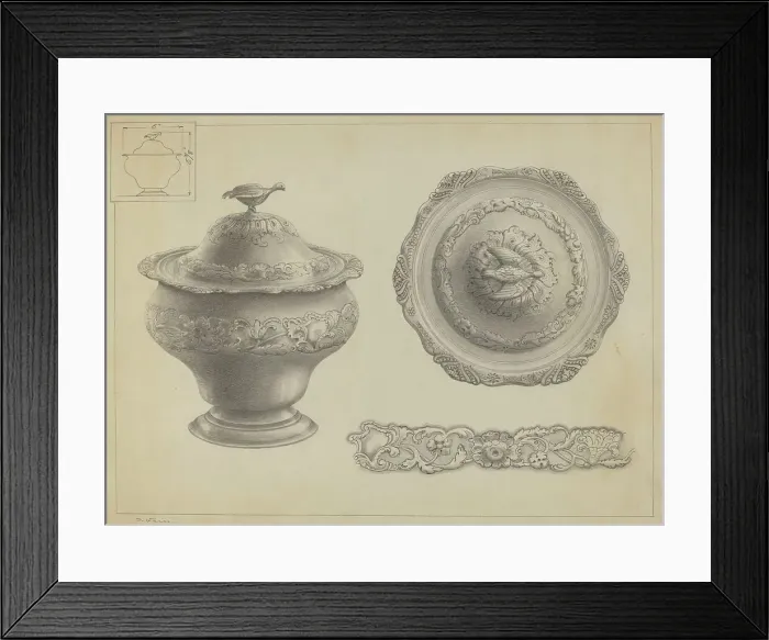 Framed Print : Silver Sugar Bowl, c. 1937. Creator: Simon Weiss Framed Print : Silver Sugar Bowl, c. 1937. Creator: Simon Weiss