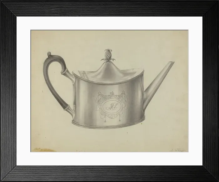Framed Print : Silver Teapot, c. 1937. Creator: Simon Weiss Framed Print : Silver Teapot, c. 1937. Creator: Simon Weiss