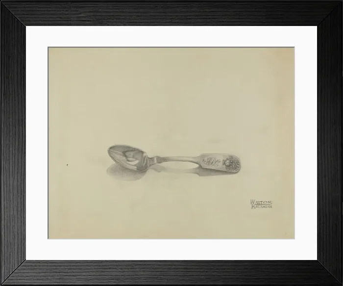Framed Print : Silver Teaspoon, c. 1936. Creator: Kalamian Walton Framed Print : Silver Teaspoon, c. 1936. Creator: Kalamian Walton
