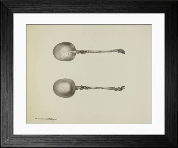 Framed Print : Silver Funeral Spoon, c. 1938. Creator: Kalamian Walton Framed Print : Silver Funeral Spoon, c. 1938. Creator: Kalamian Walton