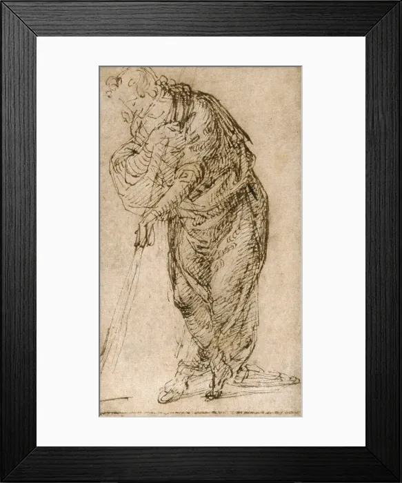 Framed Print : Standing Figure Leaning on a Staff, c.1510. Creator: Piero di Cosimo Framed Print : Standing Figure Leaning on a Staff, c.1510. Creator: Piero di Cosimo
