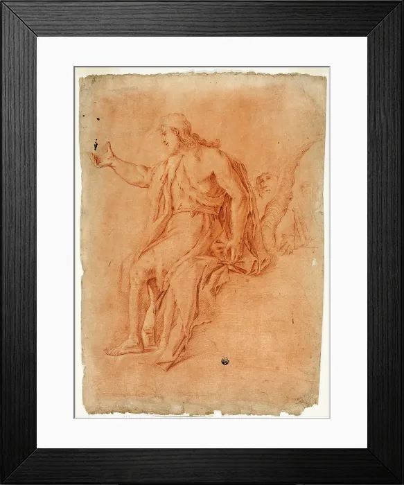 Framed Print : Saint John the Baptist Preaching (recto); Male Nude with Raised Arms and Sketches... n.d. Creator: Luca Giordano Framed Print : Saint John the Baptist Preaching (recto); Male Nude with Raised Arms and Sketches... n.d. Creator: Luca Giordano