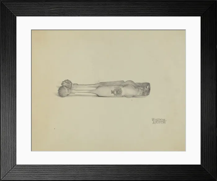 Framed Print : Silver Sugar Tongs, 1935 / 1942. Creator: Kalamian Walton Framed Print : Silver Sugar Tongs, 1935 / 1942. Creator: Kalamian Walton