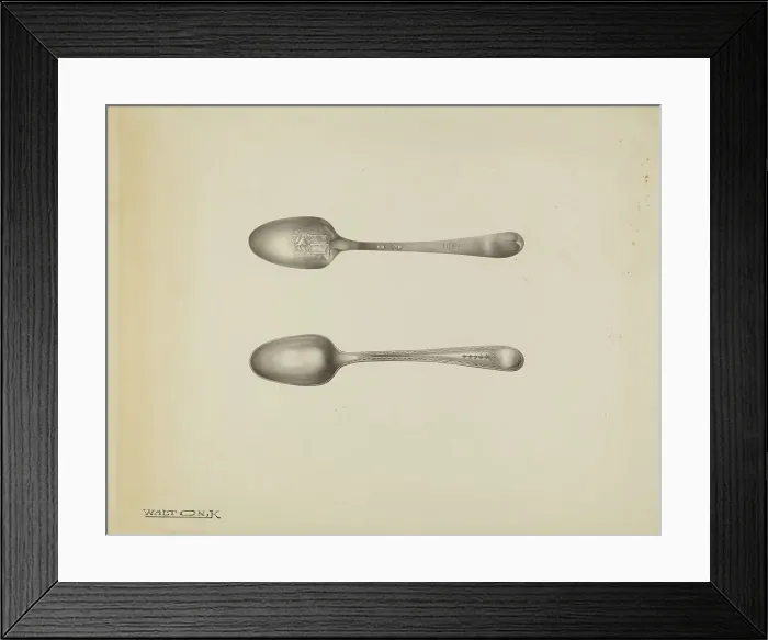 Framed Print : Silver Teaspoon, c. 1938. Creator: Kalamian Walton Framed Print : Silver Teaspoon, c. 1938. Creator: Kalamian Walton
