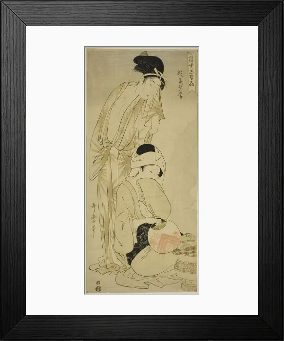 Framed Print : Mother and Child at Dusk (Oyako yugure), from the series Three Evening Pleasure of the... c. 1800. Creator: Kitagawa Utamaro. Mother and Child at Dusk (Oyako yugure), from the series Three Evening Pleasure of the... c. 1800 Framed Print : Mother and Child at Dusk (Oyako yugure), from the series Three Evening Pleasure of the... c. 1800. Creator: Kitagawa Utamaro. Mother and Child at Dusk (Oyako yugure), from the series Three Evening Pleasure of the... c. 1800