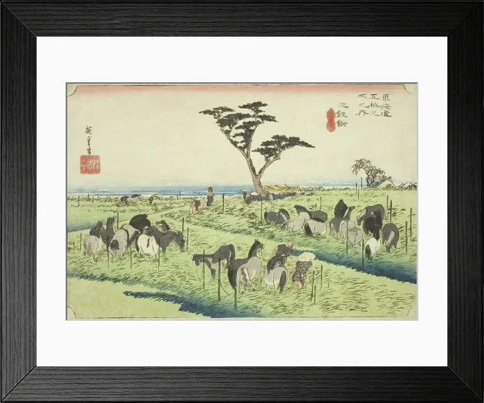 Framed Print : Chiryu: Early Summer Horse Market (Chiryu, shuka uma ichi), from the series Fifty... c. 1833 / 34. Creator: Ando Hiroshige. Chiryu: Early Summer Horse Market (Chiryu, shuka uma ichi), from the series Fifty... c. 1833 / 34 Framed Print : Chiryu: Early Summer Horse Market (Chiryu, shuka uma ichi), from the series Fifty... c. 1833 / 34. Creator: Ando Hiroshige. Chiryu: Early Summer Horse Market (Chiryu, shuka uma ichi), from the series Fifty... c. 1833 / 34