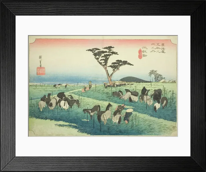 Framed Print : Chiryu: Early Summer Horse Market (Chiryu, shuka uma ichi), from the series Fifty... c. 1833 / 34. Creator: Ando Hiroshige. Chiryu: Early Summer Horse Market (Chiryu, shuka uma ichi), from the series Fifty... c. 1833 / 34 Framed Print : Chiryu: Early Summer Horse Market (Chiryu, shuka uma ichi), from the series Fifty... c. 1833 / 34. Creator: Ando Hiroshige. Chiryu: Early Summer Horse Market (Chiryu, shuka uma ichi), from the series Fifty... c. 1833 / 34