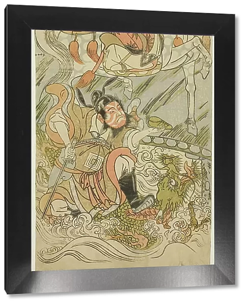 The Actors Sawamura Sojuro II as the Chinese Sage Huangshi Gong (on horseback), and Ich... c. 1768. Creator: Shunsho