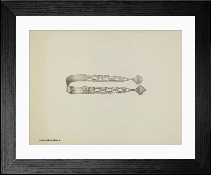Framed Print : Silver Sugar Tongs, c. 1939. Creator: Kalamian Walton Framed Print : Silver Sugar Tongs, c. 1939. Creator: Kalamian Walton