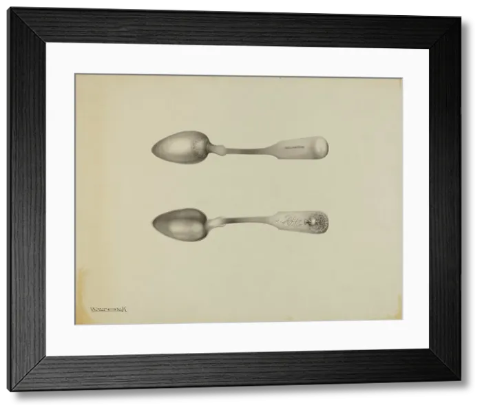 Framed Print : Silver Spoon, c. 1938. Creator: Kalamian Walton Framed Print : Silver Spoon, c. 1938. Creator: Kalamian Walton