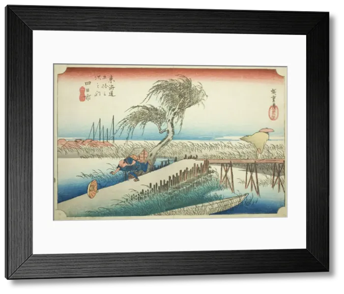 Framed Print : Yokkaichi: Mie River (Yokkaichi, Miegawa), from the series Fifty-three Stations of... c. 1833 / 34. Creator: Ando Hiroshige. Yokkaichi: Mie River (Yokkaichi, Miegawa), from the series Fifty-three Stations of... c. 1833 / 34