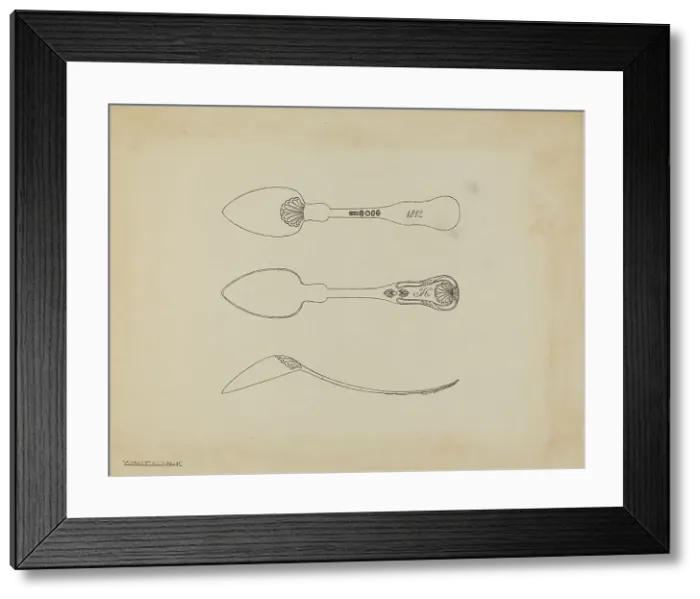 Framed Print : Silver Spoon, c. 1938. Creator: Kalamian Walton Framed Print : Silver Spoon, c. 1938. Creator: Kalamian Walton