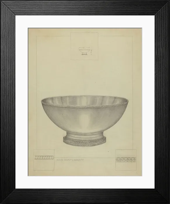 Framed Print : Silver Bowl, c. 1936. Creator: Hans Westendorff Framed Print : Silver Bowl, c. 1936. Creator: Hans Westendorff