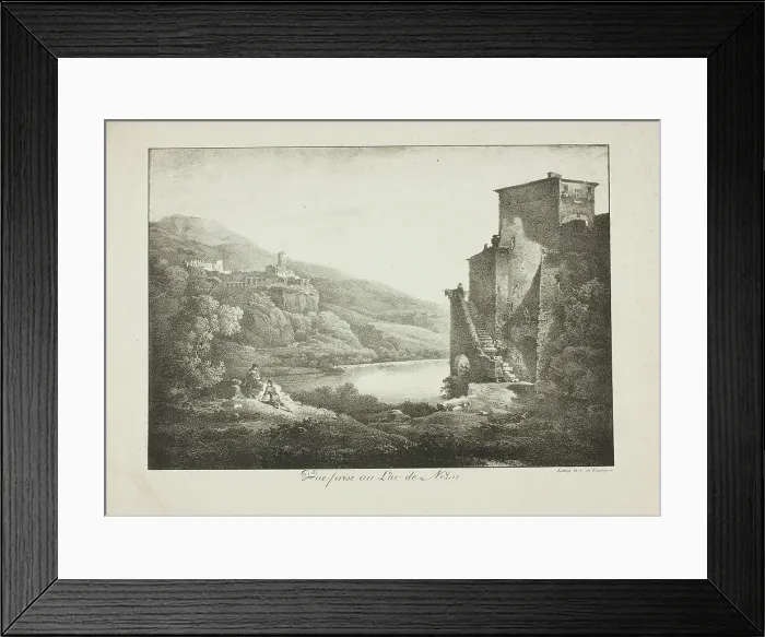 Framed Print : View of Lake Nemi, c. 1820. Creator: Charles-Philibert de Lasteyrie Framed Print : View of Lake Nemi, c. 1820. Creator: Charles-Philibert de Lasteyrie