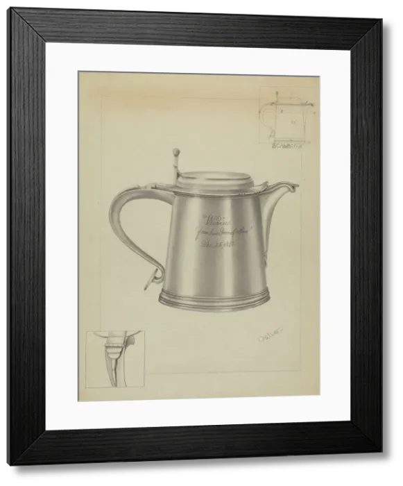 Framed Print : Silver Tankard, c. 1936. Creator: Charlotte Winter Framed Print : Silver Tankard, c. 1936. Creator: Charlotte Winter