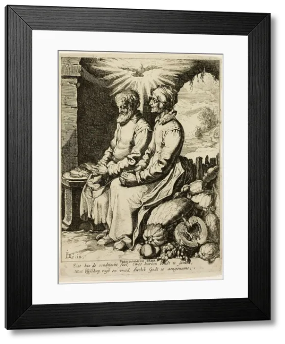 Framed Print : The Pious Old Couple, c.1618. Creator: Jacob III de Gheyn Framed Print : The Pious Old Couple, c.1618. Creator: Jacob III de Gheyn