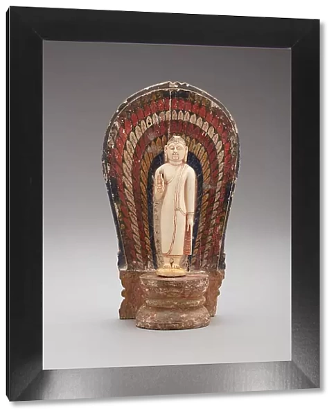 Buddha Standing with Hand in the Gesture of Reassurance (Abhayamudra) with...(1480-1815). Creator: Unknown